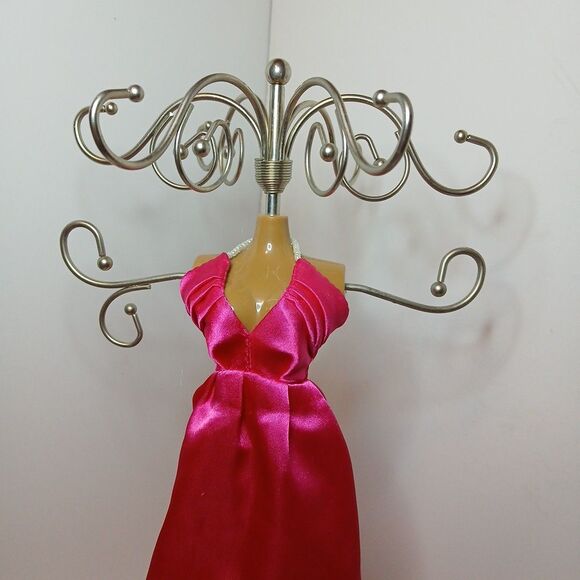 Pink Dress Jewelry Display Stand – 14” Mannequin Holder for Necklaces & Earrings - Picture 4 of 9